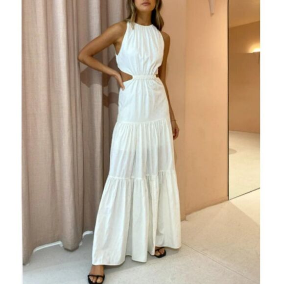 Significant Other Poppy Cut-Out Maxi Dress Ivory White Small - Picture 1 of 13